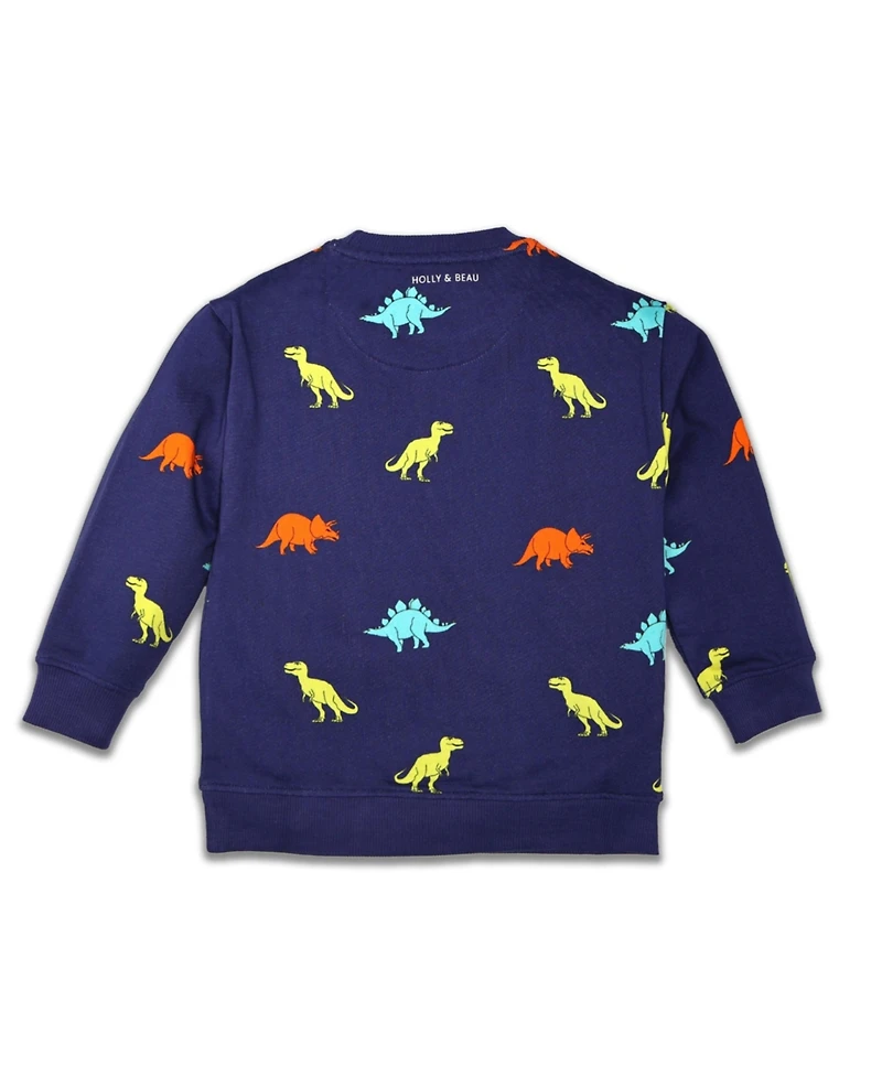 Holly and Beau Boys Dinosaur Cotton Crew Neck Sweatshirt