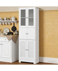 Clihome 3-Door Storage Cabinet, Mdf Freestanding Cabinet with Adjustable Shelves and Ventilated Doors