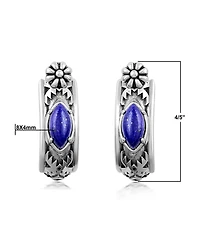American West Jewelry Sterling Marquise Cut Huggie Hoop Earrings