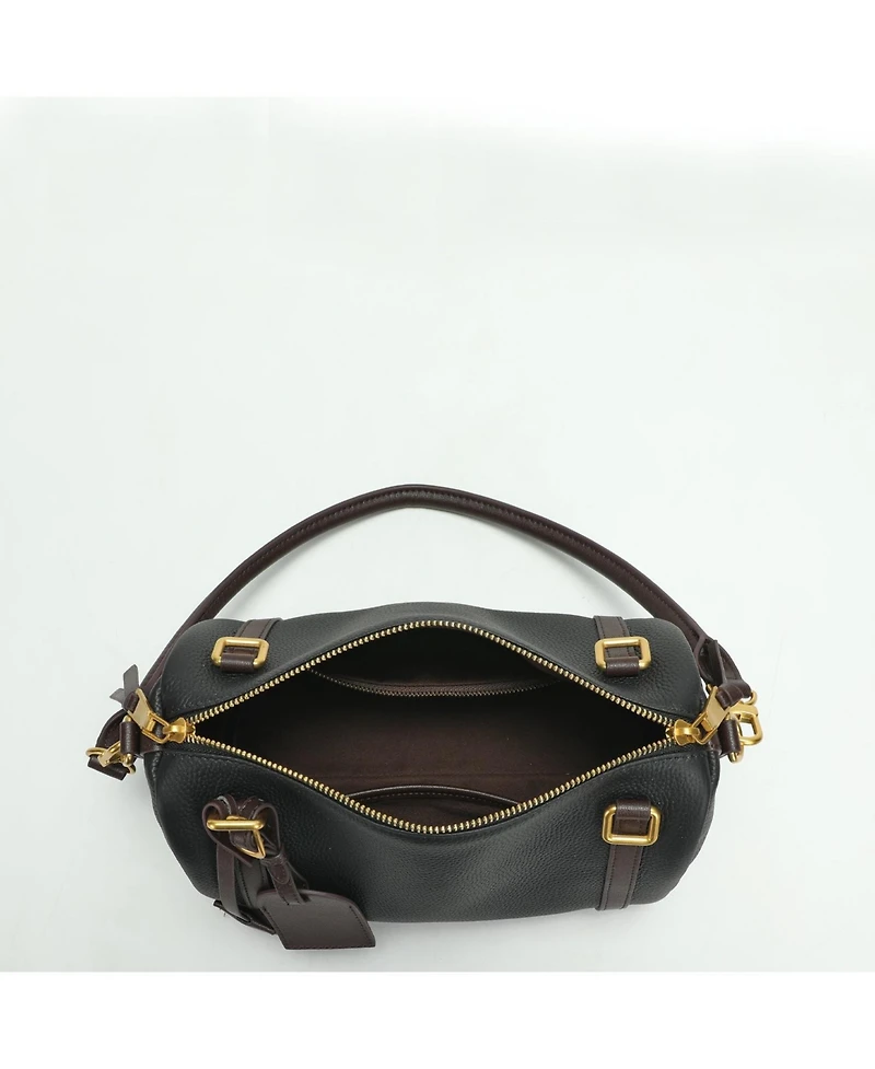 Susu Women's Elara Pebbled Leather Satchel Boston Dome Bag Top Handle Shoulder Crossbody Handbag