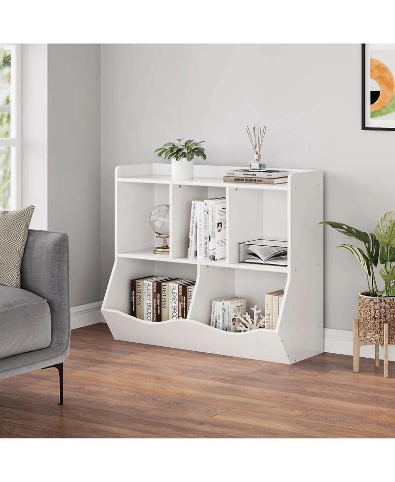 homfan Kids' Toy Storage Organzr with Open Compartments and Tilt-Front Bins