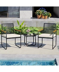 Slickblue Outdoor Rattan Furniture Set 3 Piece with Glass Table