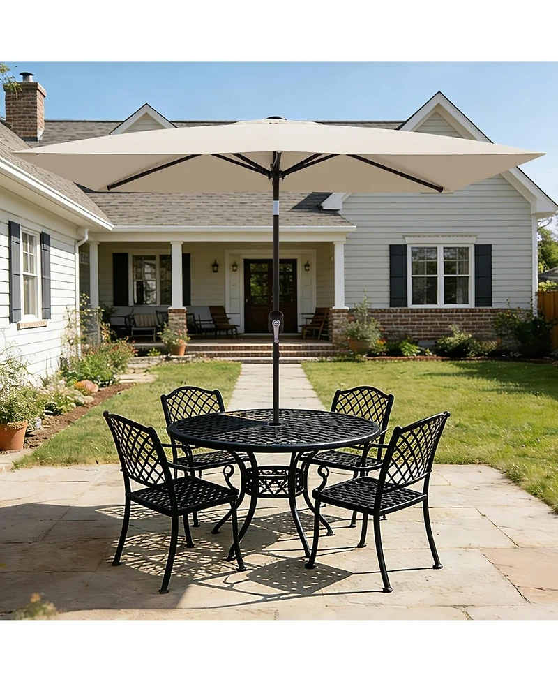 gaomon Solar Patio Umbrella with Crank and Push Button Tilt for Garden, Deck, Lawn, Pool (No Base)