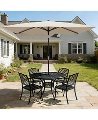 gaomon Solar Patio Umbrella with Crank and Push Button Tilt for Garden, Deck, Lawn, Pool (No Base)
