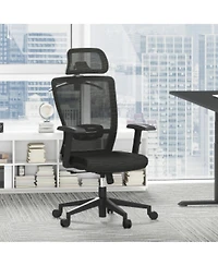 FlexiSpot C3FM Ergonomic Office Chair with Foam Seat and Mesh Back, Adjustable Headrest and Lumbar Support, Swivel Desk Chair for Home Office -