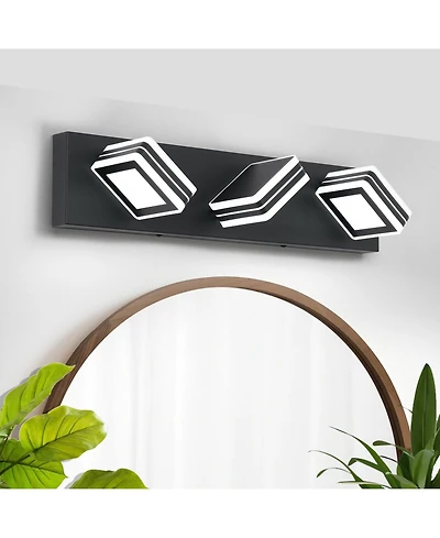 Busdays Matte Black Vanity Light Fixture 3 Lights Up and Down Led Modern Bathroom Vanity Light Over Mirror Acrylic Bath Wall Lighting