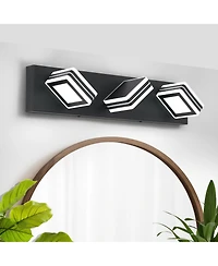 Busdays Matte Black Vanity Light Fixture 3 Lights Up and Down Led Modern Bathroom Vanity Light Over Mirror Acrylic Bath Wall Lighting