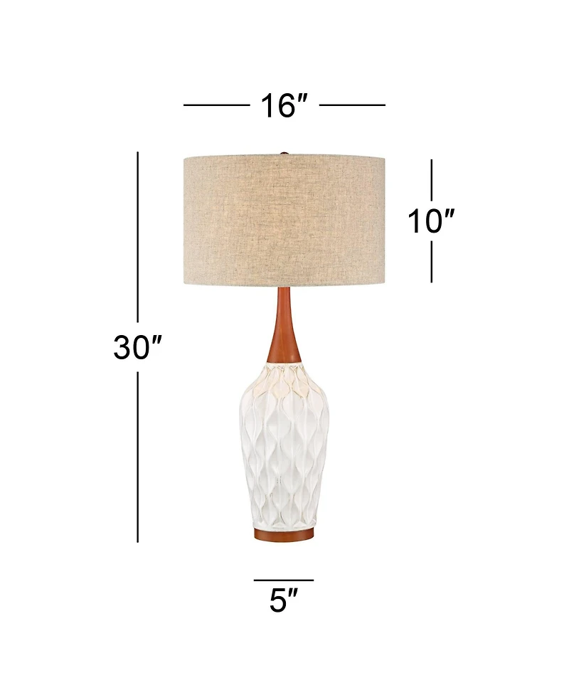 360 Lighting Mid Century Modern Table Lamp with Dimmer 30" Tall Ceramic Shade for Bedroom Bedside