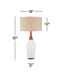 360 Lighting Mid Century Modern Table Lamp with Dimmer 30" Tall Ceramic Shade for Bedroom Bedside