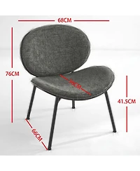 Clihome Mid-Century Modern Shell Chair Single Side Chair Tripod Black Leather Lounge Chair in Walnut Finish Comfortable Backrest