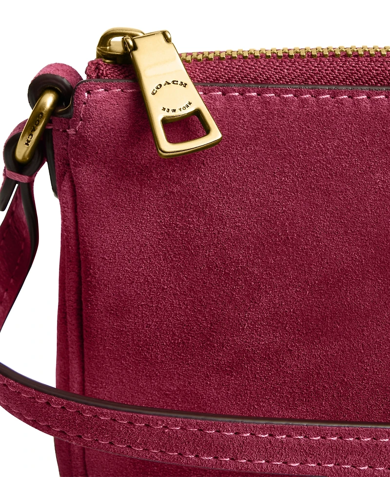Coach Suede Plaza Zip-Top Mini Shoulder Handbag