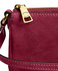 Coach Suede Plaza Zip-Top Mini Shoulder Handbag