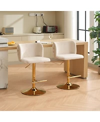 Clihome Swivel Barstools Adjusatble Seat Height With Gold-plating Base, Classic Velvet Upholstered Bar Stools with the whole Back Tufted,Set of 2