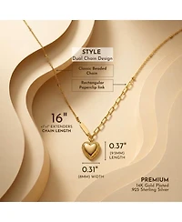 14K Gold Plated Sleek Heart Pendant Chain Necklace