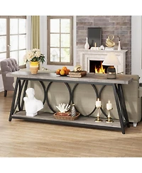 Tribesigns 70.9 inch Extra Long Console Table, Industrial Sofa Table Behind Couch with 2 Tier Storage Shelf, Narrow Entryway Hallway Accent