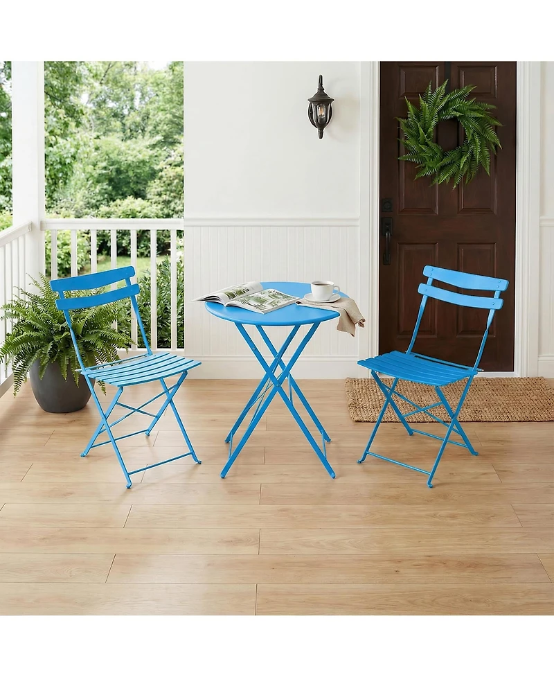 gaomon 3 Piece Outdoor Patio Bistro Set - Folding Metal Chairs and Table