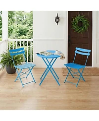 gaomon 3 Piece Outdoor Patio Bistro Set - Folding Metal Chairs and Table