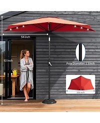gaomon Half Patio Umbrella with Smooth Crank Lift, Shade Canopy for Patio, Backyard, Garden with Led Lights (No Base)