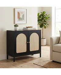 homfan Farmhouse Buffet Cabinet with Internal Shelving and Elevated Base - Durable Waterproof Storage Sideboard for Kitchen and Dining Room