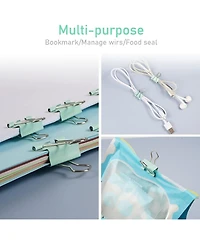 Danrong 97 Pcs Office Supplies for Women, Paper Clips Binder Clips Push Pins Set, Thumb Tacks Desk Organized, Green