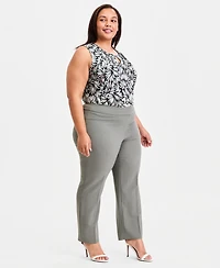 Kasper Plus Mid Rise Straight-Leg Pants