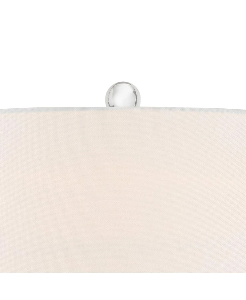 Possini Euro Design Taylor Modern Table Lamp with Square Riser 30 1/2" Tall Blue Art Glass White Fabric Drum Shade for Bedroom Living Room Bedside