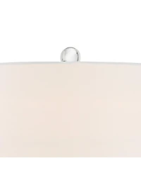 Possini Euro Design Taylor Modern Table Lamp with Square Riser 30 1/2" Tall Blue Art Glass White Fabric Drum Shade for Bedroom Living Room Bedside