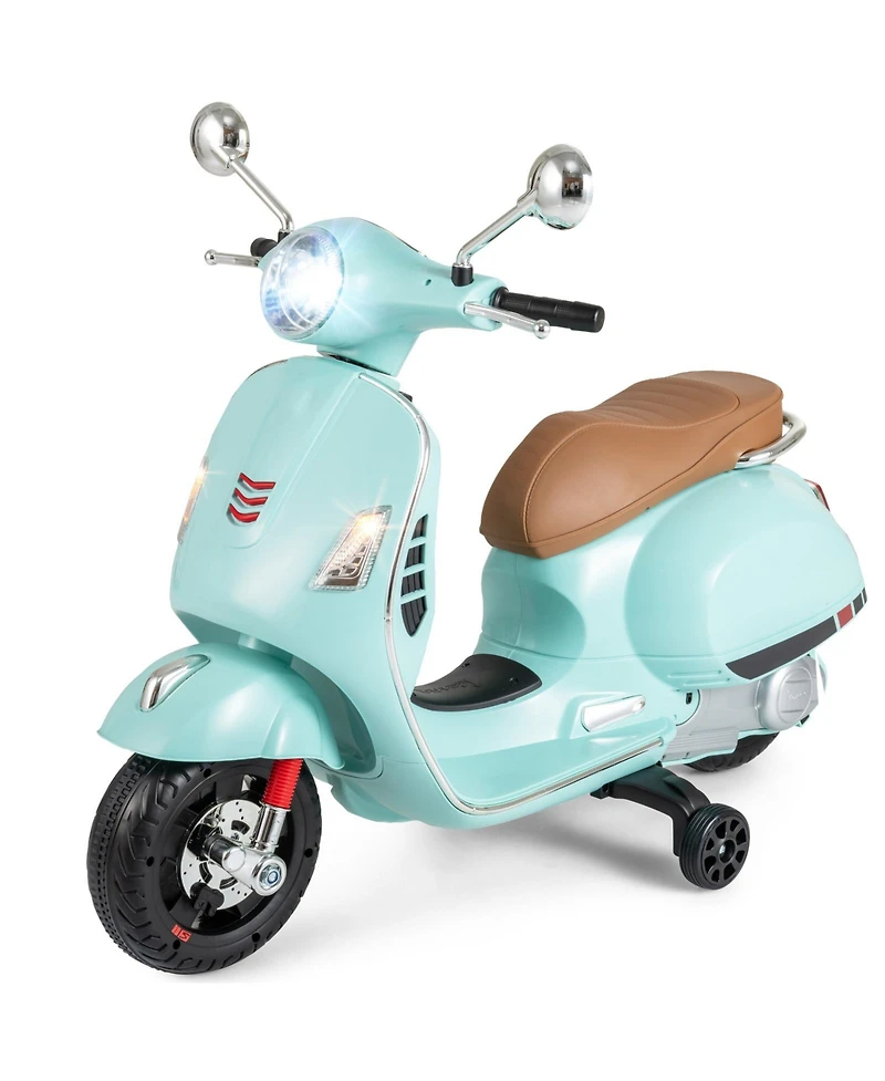 Slickblue Kids 12V Battery Motorcycle with Training Wheels, Music and Led Lights
