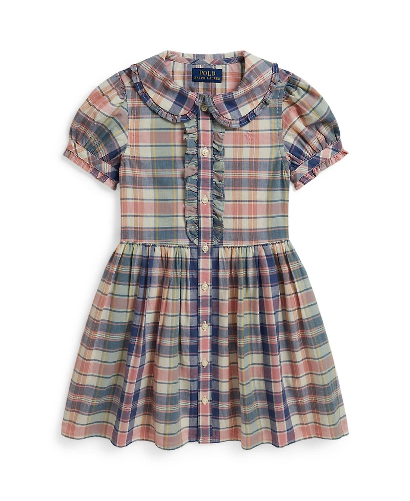Polo Ralph Lauren Girls' 2T-6X Plaid Short-Sleeve Shirt Dress