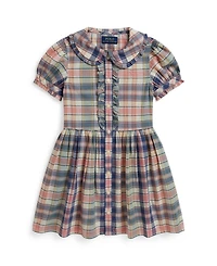Polo Ralph Lauren Girls' 2T-6X Plaid Short-Sleeve Shirt Dress