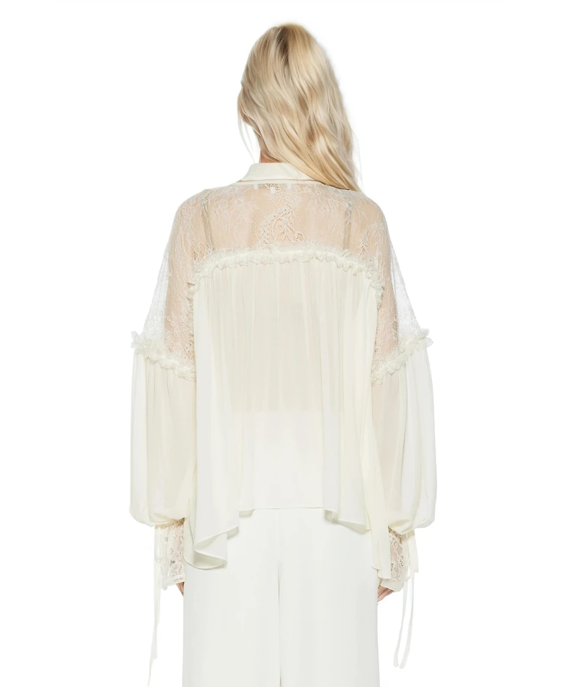 Alexia Admor Women's Indigo Lace Cotton Blouse