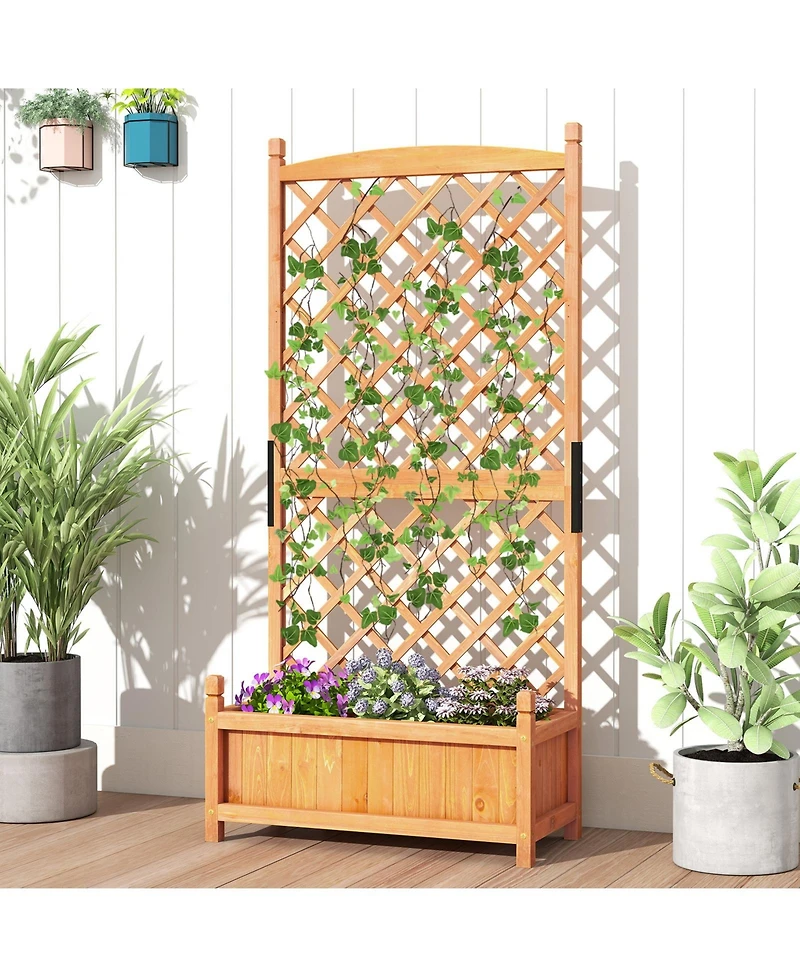 Sugift 60 in Tall Raised Garden Bed with Lattice Trellis and Drainage