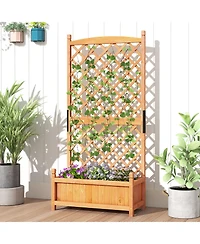 Sugift 60 in Tall Raised Garden Bed with Lattice Trellis and Drainage