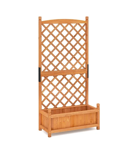 Sugift 60 in Tall Raised Garden Bed with Lattice Trellis and Drainage