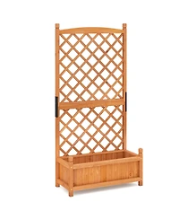 Sugift 60 in Tall Raised Garden Bed with Lattice Trellis and Drainage