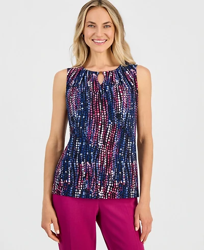 Kasper Petite Sleeveless Keyhole Blouse