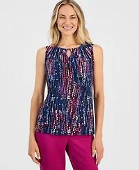 Kasper Petite Sleeveless Keyhole Blouse