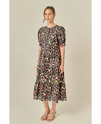 English Factory Women's Contrast Scallop Edge Midi Dress