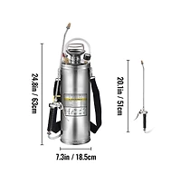 Sugift 3 Gallon Stainless Steel Hand Pump Sprayer with 20 in Wand and 3 ft Reinforced Hose