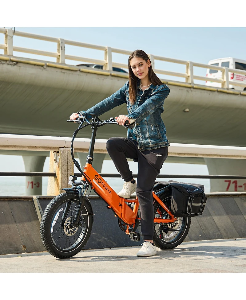 GoPowerBike GoPlus Folding Electric Bike | 20" Fat Tire eBike 500W Motor, 20mph Top Speed 45+ Mile Range, 5 Pedal-Assist Levels Removable B