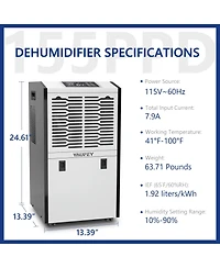 Yaufey Large Commercial 155 Pints Dehumidifier-Spaces Up To 8,000 Square Feet