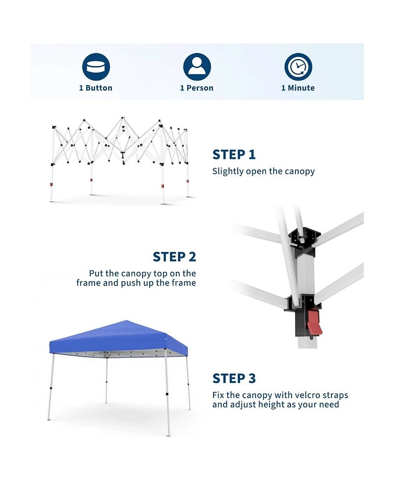 gaomon 10x10Feet Outdoor Portable Pop Up Tent Canopy with Carry Bag for Camping, Patio Deck Garden Beach