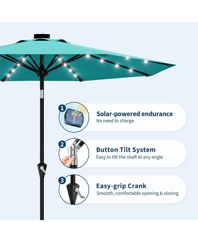 gaomon 10Feet Outdoor Table Solar Patio Umbrella with 32 Led Lights, Uv Protection for Pool