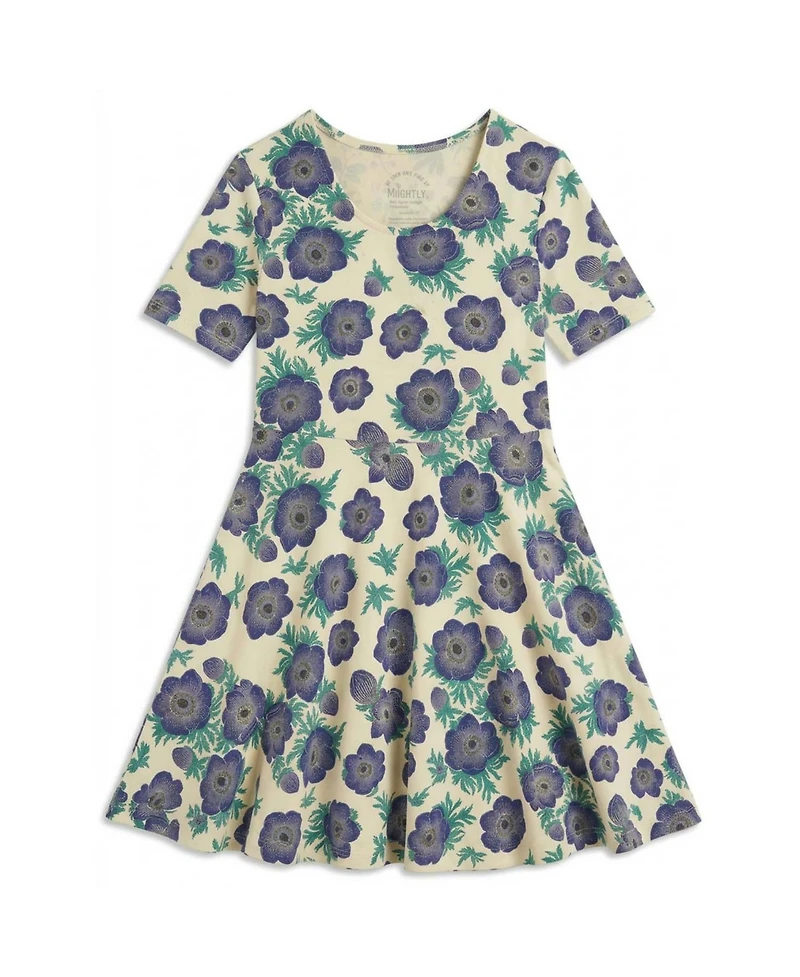 Mightly Toddler Girl's Fair Trade Organic Cotton Short Sleeve Twirl Dress