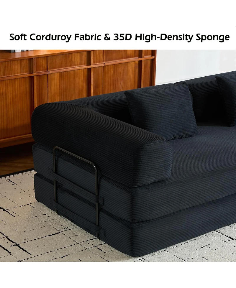 Streamdale Furniture Convertible Sleeper Sofa Bed with Pillow, Corduroy Folding Mattress Couch