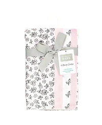 Hudson Baby Girl Cotton Poly Flannel Burp Cloths 4-Pack, One Size