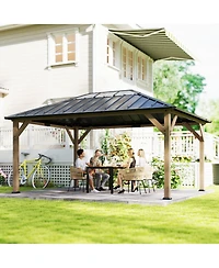 Outsunny 12'x16' Hardtop Gazebo with Steel Roof, UPF50+ Permanent Pavilion