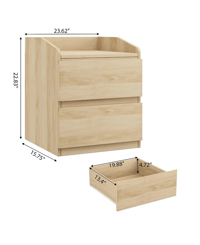homfan Modern Curved Handleless Coffee Table, Space-Saving with 2 Storage Drawers, Easy Assembly for Bedroom and Living Room