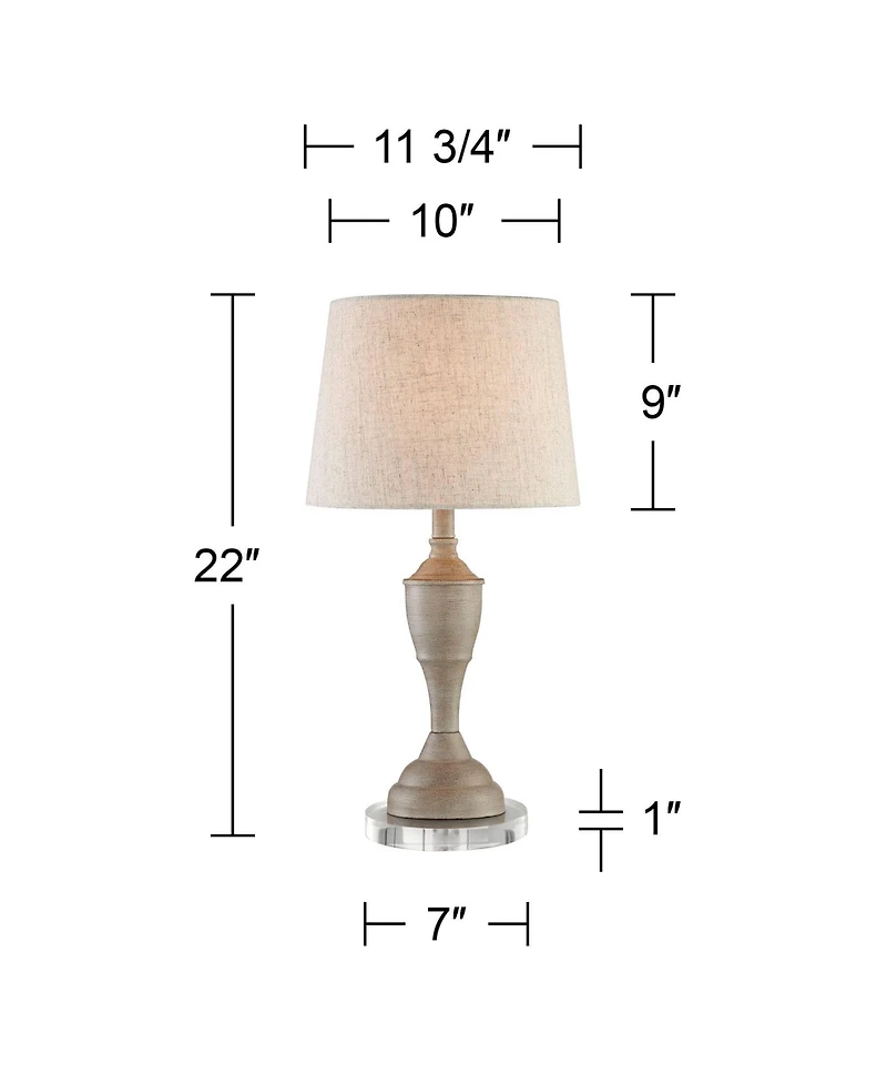 360 Lighting Claude Rustic Farmhouse Accent Table Lamps Set of 2 with Round Riser 22 Inches High Drum Shade for Bedroom Living Room House