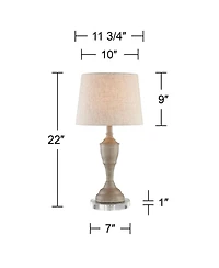 360 Lighting Claude Rustic Farmhouse Accent Table Lamps Set of 2 with Round Riser 22 Inches High Drum Shade for Bedroom Living Room House